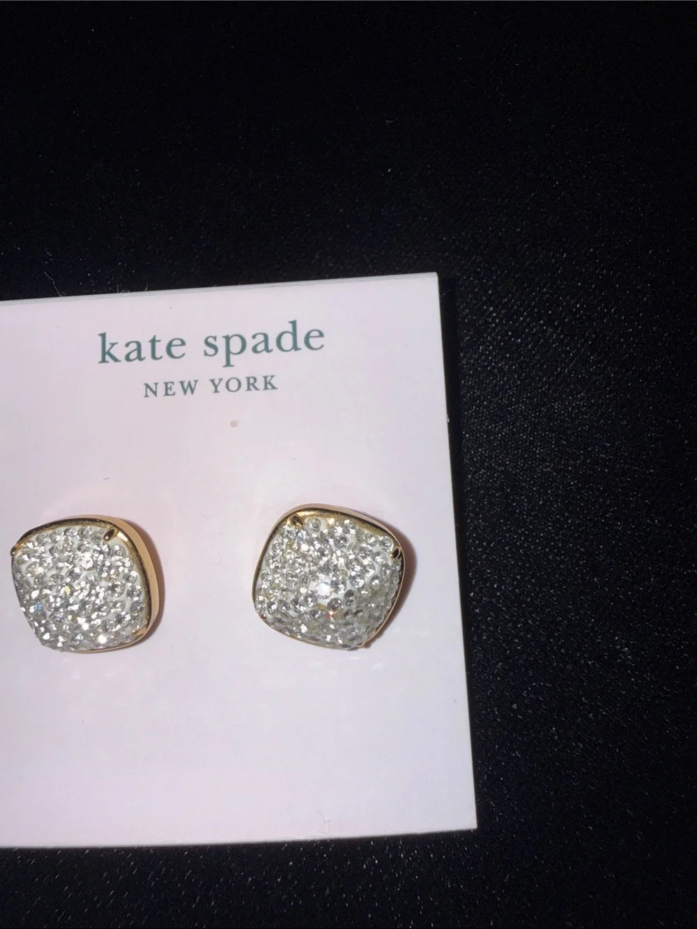 NWT! KATE SPADE Clay Pave Small Square Studs, pierced earrings